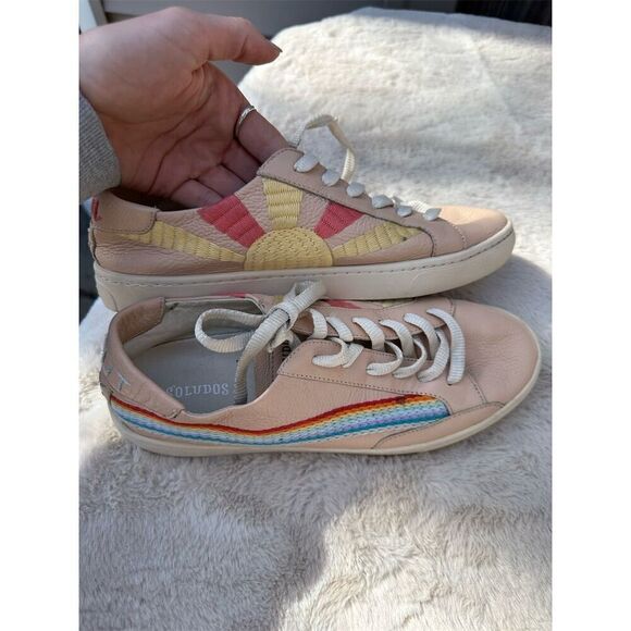 Soludos Women's Pink Rainbow Wave Sneakers Size 10 Embroidered Lace-Up - Picture 11 of 11